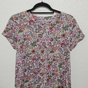 LOFT Multicolor Floral Short Sleeve Top
